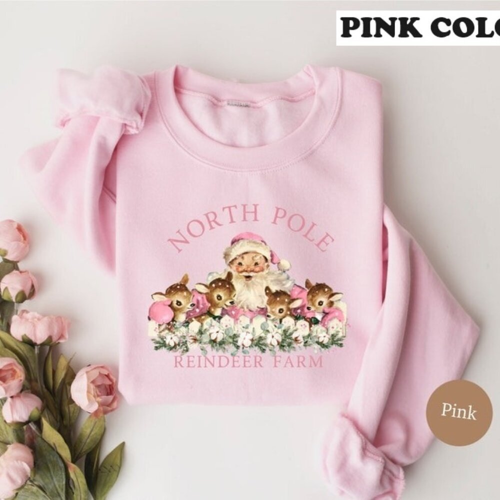 Reindeer Christmas Sweatshirt Retro Festive Winter Cozy Pullover 05